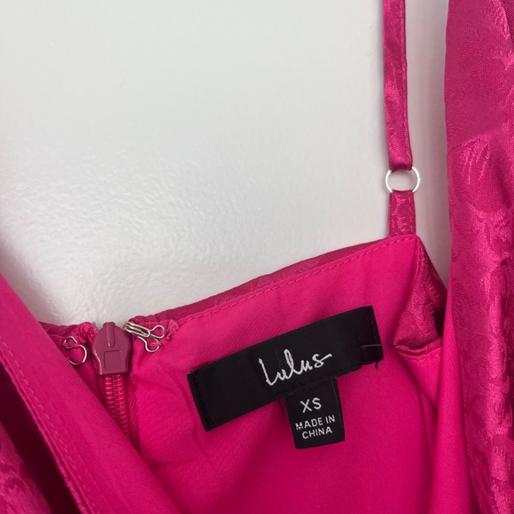 Lulus Sophisticated Charm Magenta Floral Satin Jacquard Mini Dress- XS - Picture 5 of 7